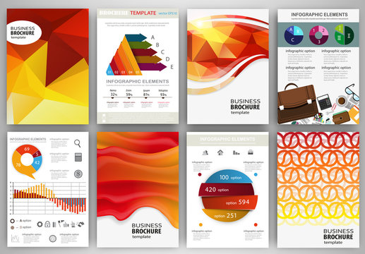 Orange and red backgrounds abstract concept infographics and ico