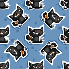 black cats seamless background