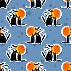 cat and bat seamless pattern