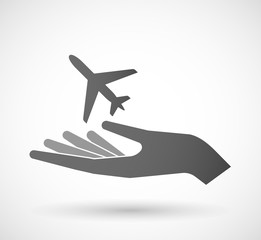 Isolated hand giving a plane