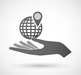 Isolated hand giving a world globe