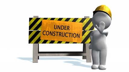 Under construction - barrier and 3D people