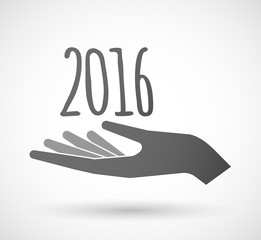 Isolated hand giving a 2016 sign