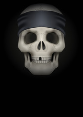 Dark Background of skull with bandana on head