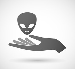 Isolated hand giving an alien face