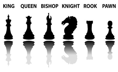 Chess pieces silhouette set
