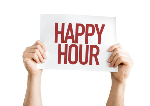 Happy Hour Placard Isolated On White