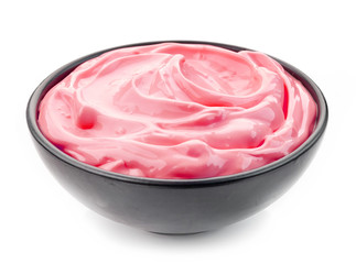 bowl of strawberry pudding