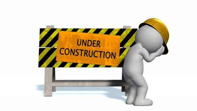 Under construction - barrier and 3D people