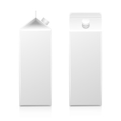 Milk Juice Carton Packaging Package Box White Blank Isolated Set