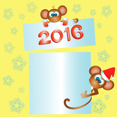 monkey holding a white sheet, the year of the monkey,author's work,vector