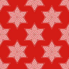 Ornamented Star of David seamless pattern. Israel symbol