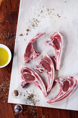 Raw lamb chops