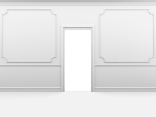 White empty room with skirting on the wall