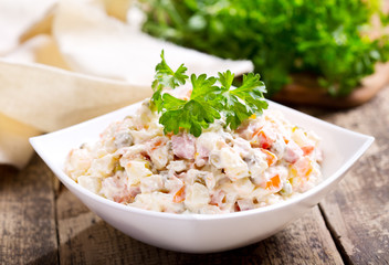 bowl of traditional russian salad