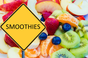 Yellow roadsign with message SMOOTHIES
