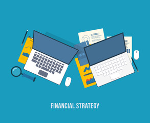 Vector illustration concept of analyzing project, financial