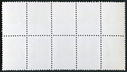 Blank postage stamp block souvenir sheet on a black background