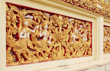 Thai sculpture on the temple wall