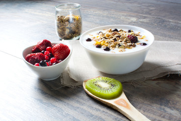 Yogurt with cereals and fruit