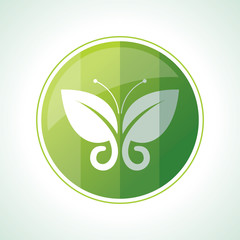 ecology icons with green leaves in vector