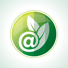 ecology icons with green leaves in vector