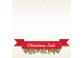 Christmas Sale Banner with Fir Twigs 