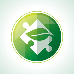 ecology icons with green leaves in vector