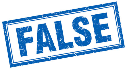 false blue square grunge stamp on white