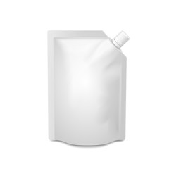 White blank foil food or drink bag packaging on white background