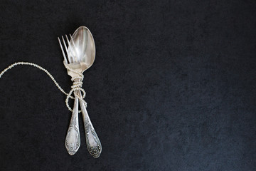 Fork and spoon with pearls