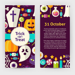 Vector Flyer Template of Flat Design Halloween Trick or Treat Ob