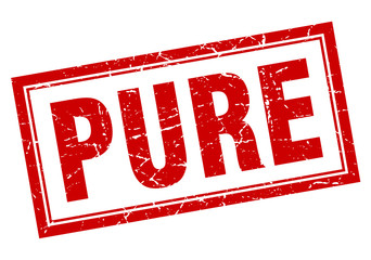 pure red square grunge stamp on white