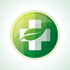 ecology icons with green leaves in vector