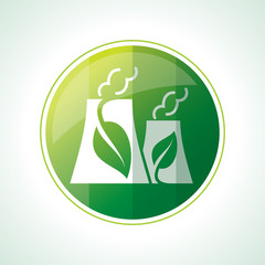 ecology icons with green leaves in vector