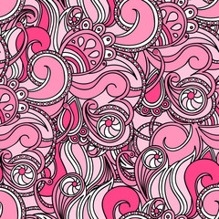 Multicolored floral seamless texture, waves. Elegance background