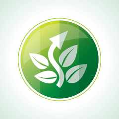 ecology icons with green leaves in vector