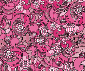 Multicolored floral seamless texture, waves. Elegance background