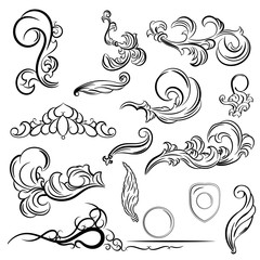 Fototapeta premium Vintage set decor elements for menu. Elegance old hand drawing s