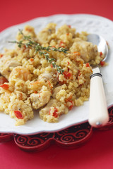 Chicken and shrimps pilaf