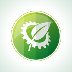 Ecology icons with green leaves in vector