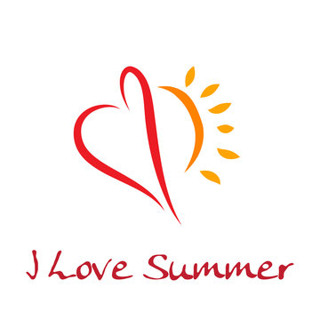 Vector heart and sun, love the summer