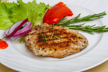 Grilled pork steak