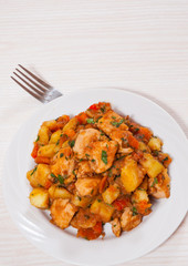 meat stew with potatoes, pepper, onion and carrot