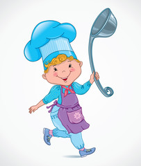 Chef kids with ladle