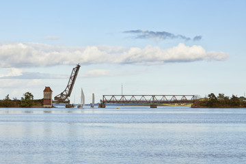 Historische Klappbrücke über die Schlei in Lindaunis