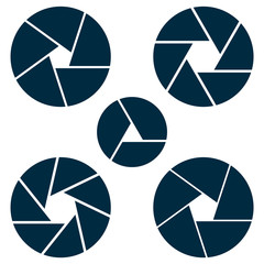 Obraz premium Set diafragma, aperture in vector. Isolate lens part on white ba