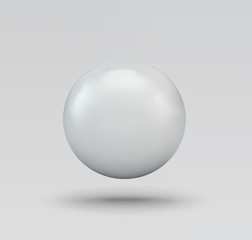 White sphere in flight. White background. Vector