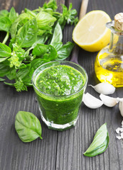 Fresh Basil Pesto and Ingredients