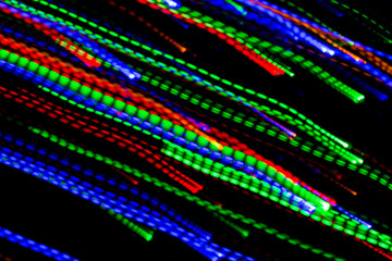 colorful bright night lights over black background